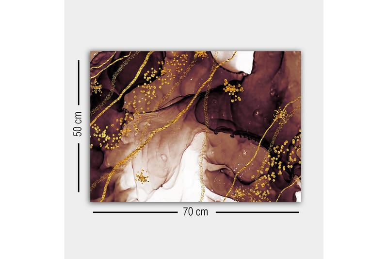 Canvastavla - Abstrakt komposition med flytande bruna och gyllene former - Mörkbrun / Guld / Ljusbeige - Inredning - Tavlor & konst - Canvastavlor