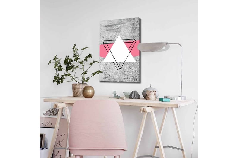 Canvastavla - Abstrakt komposition med geometriska former - Grå / Vit / Rosa - Inredning - Tavlor & konst - Canvastavlor