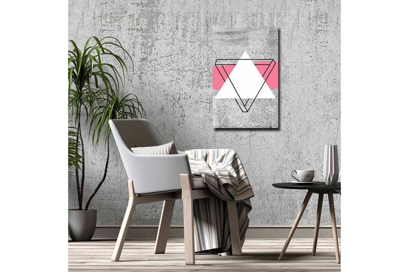 Canvastavla - Abstrakt komposition med geometriska former - Grå / Vit / Rosa - Inredning - Tavlor & konst - Canvastavlor