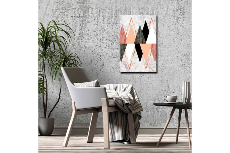 Canvastavla - Abstrakt komposition med geometriska former i kontrasterande färger - Svart / Rosa / Beige - Inredning - Tavlor & konst - Canvastavlor