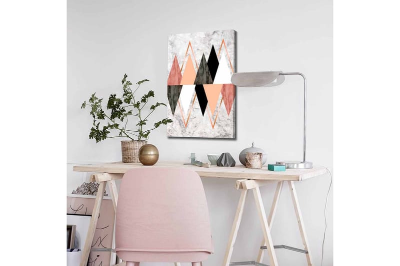 Canvastavla - Abstrakt komposition med geometriska former i kontrasterande färger - Svart / Rosa / Beige - Inredning - Tavlor & konst - Canvastavlor