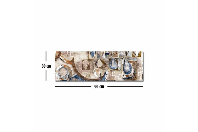 Canvastavla - Abstrakt komposition med geometriska former och droppar - Blå / Beige / Brun - Inredning - Tavlor & konst - Canvastavlor