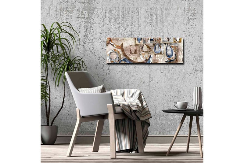 Canvastavla - Abstrakt komposition med geometriska former och droppar - Blå / Beige / Brun - Inredning - Tavlor & konst - Canvastavlor
