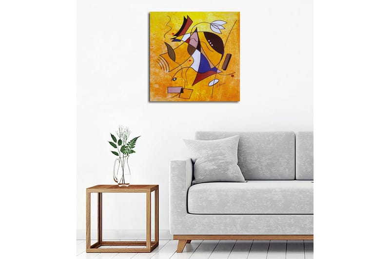 Canvastavla - Abstrakt komposition med geometriska former och dynamiska linjer - Gult / Blått / Rött - Inredning - Tavlor & konst - Canvastavlor