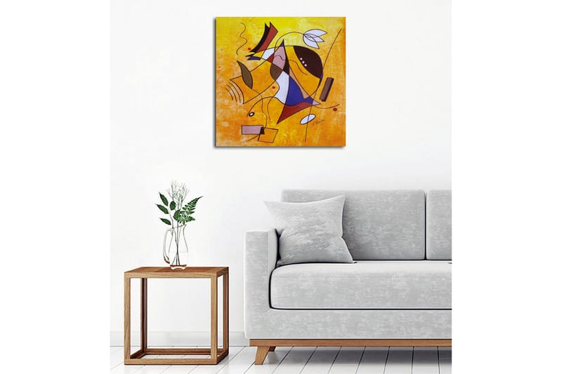 Canvastavla - Abstrakt komposition med geometriska former och dynamiska linjer - Gult / Blått / R ött - Inredning - Tavlor & konst - Canvastavlor