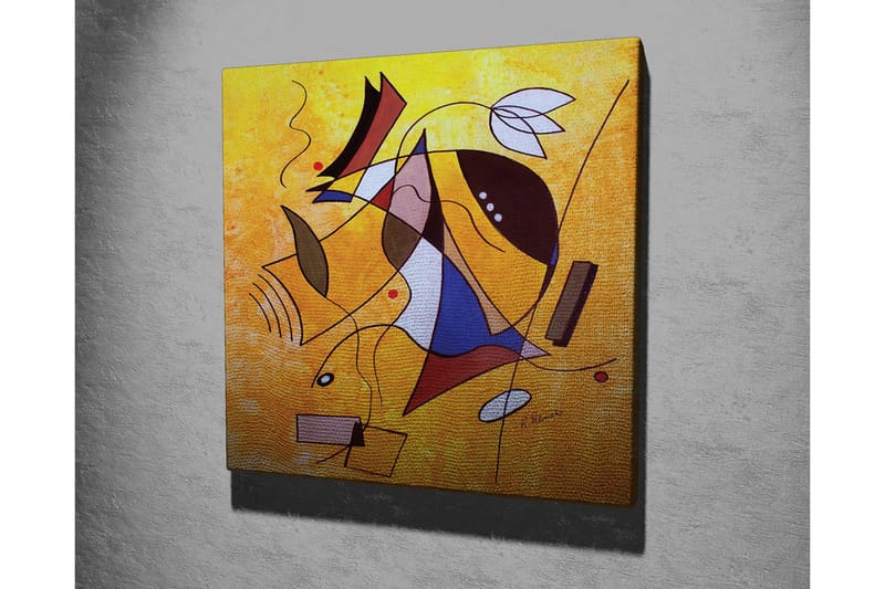 Canvastavla - Abstrakt komposition med geometriska former och dynamiska linjer - Gult / Blått / Rött - Inredning - Tavlor & konst - Canvastavlor