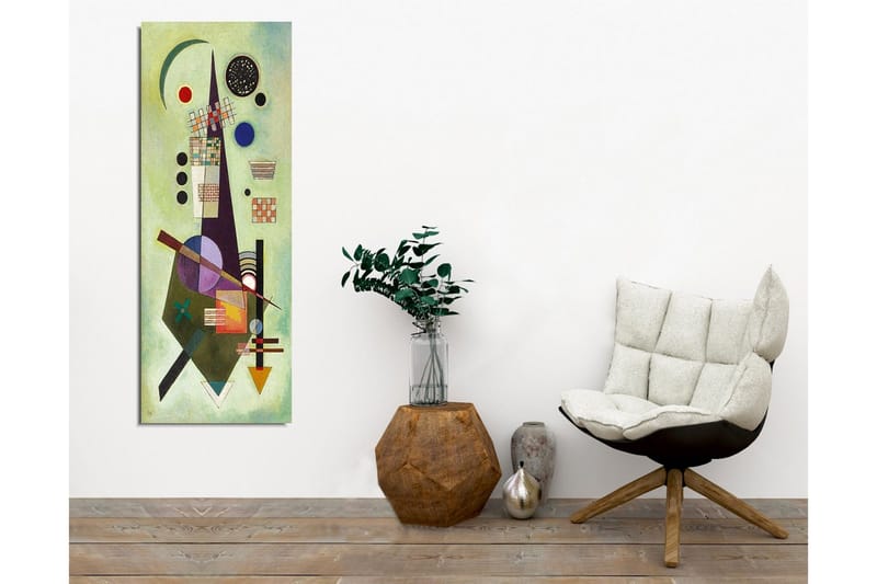 Canvastavla - Abstrakt komposition med geometriska former och färgglada cirklar - Grön / Svart / Röd - Inredning - Tavlor & konst - Canvastavlor