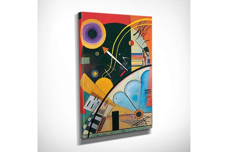 Canvastavla - Abstrakt komposition med geometriska former och färgglada cirklar - Mörkgrön / Orange / Gul - Inredning - Tavlor & konst - Canvastavlor