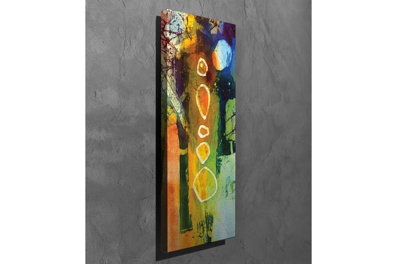 Canvastavla - Abstrakt komposition med geometriska former och färgglada inslag - Grön / Orange / Blå - Inredning - Tavlor & konst - Canvastavlor