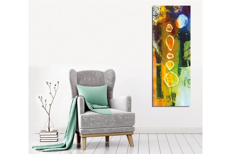 Canvastavla - Abstrakt komposition med geometriska former och färgglada inslag - Grön / Orange / Blå - Inredning - Tavlor & konst - Canvastavlor