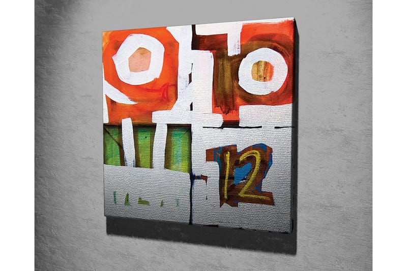 Canvastavla - Abstrakt komposition med geometriska former och siffror - Röd / Grön / Vit - Inredning - Tavlor & konst - Canvastavlor