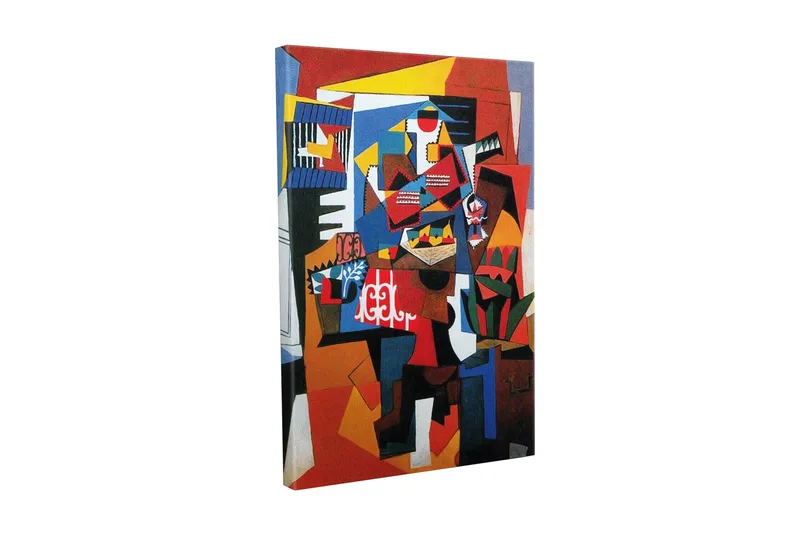 Canvastavla - Abstrakt komposition med geometriska former och starka färger, Röd / Blå / Gul