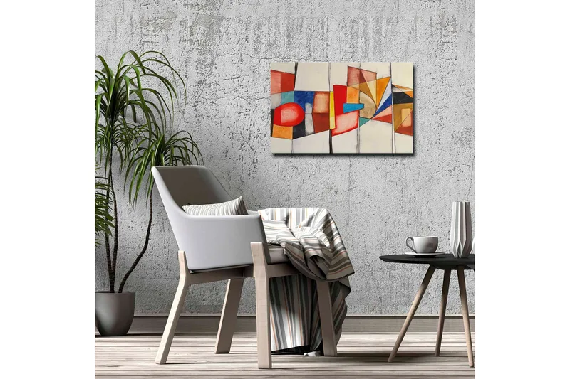 Canvastavla - Abstrakt komposition med geometriska former och starka färger - Röd / Blå / Orange - Inredning - Tavlor & konst - Canvastavlor