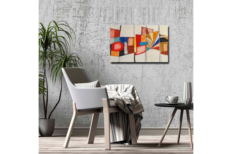 Canvastavla - Abstrakt komposition med geometriska former och starka färger - Röd / Blå / Orange - Inredning - Tavlor & konst - Canvastavlor