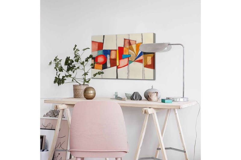 Canvastavla - Abstrakt komposition med geometriska former och starka färger - Röd / Blå / Orange - Inredning - Tavlor & konst - Canvastavlor