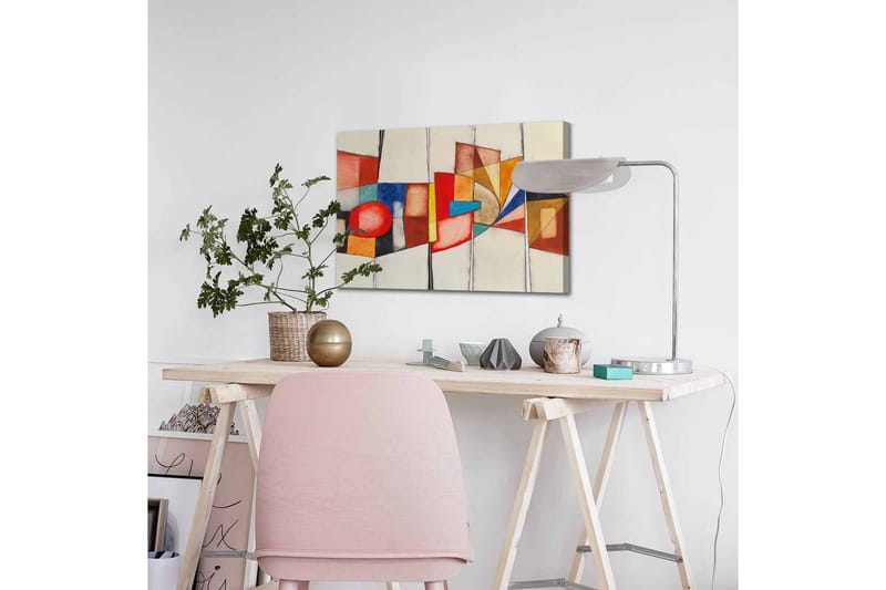 Canvastavla - Abstrakt komposition med geometriska former och starka färger - Röd / Blå / Orange - Inredning - Tavlor & konst - Canvastavlor