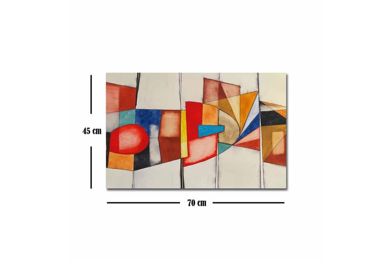 Canvastavla - Abstrakt komposition med geometriska former och starka färger - Röd / Blå / Orange - Inredning - Tavlor & konst - Canvastavlor