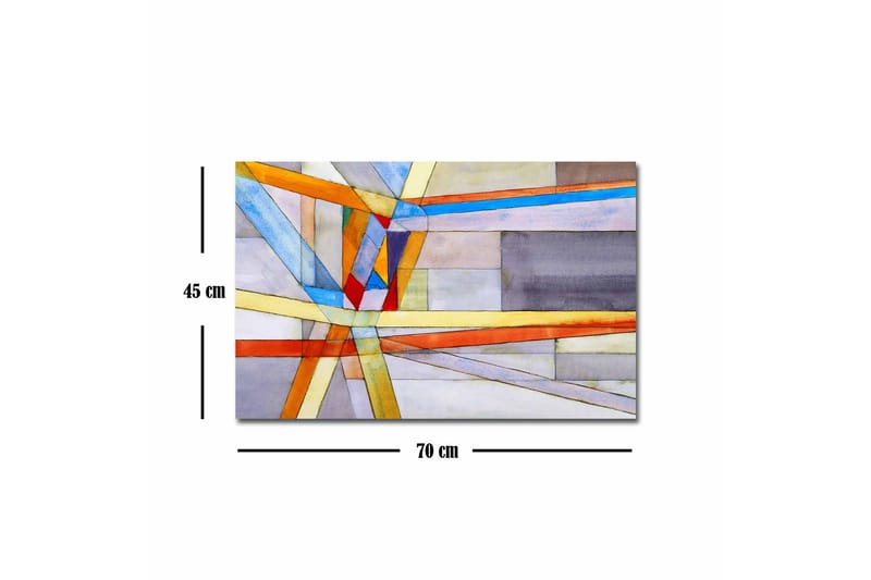 Canvastavla - Abstrakt komposition med geometriska linjer och former - Blå / Orange / Grå - Inredning - Tavlor & konst - Canvastavlor