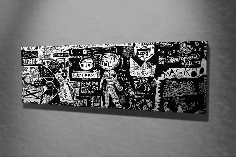 Canvastavla - Abstrakt komposition med grafiska element och texturer - Svart / Vitt - Inredning - Tavlor & konst - Canvastavlor