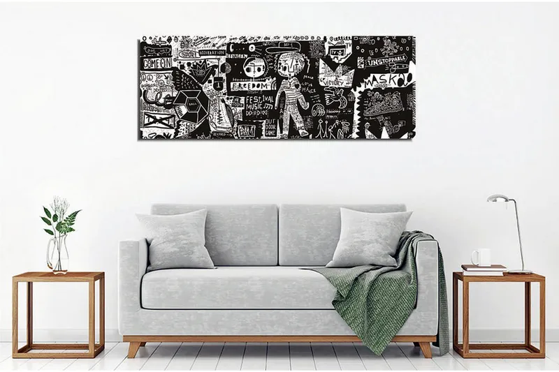 Canvastavla - Abstrakt komposition med grafiska element och texturer - Svart / Vitt - Inredning - Tavlor & konst - Canvastavlor