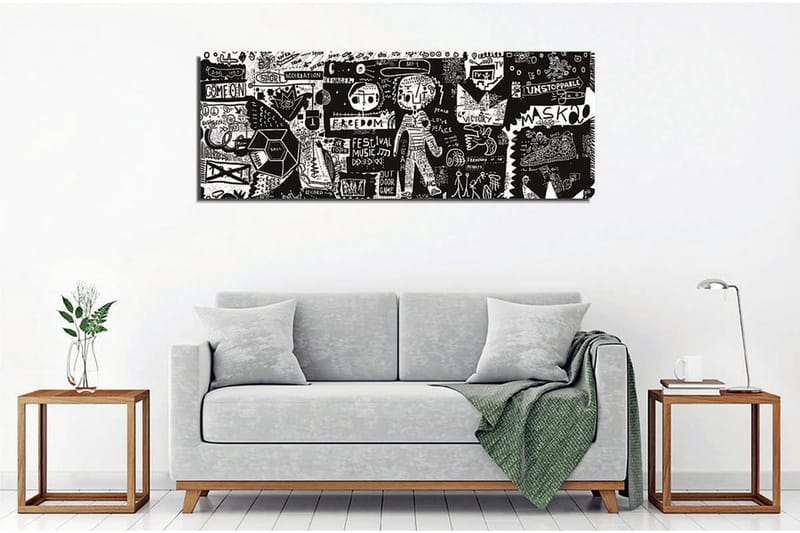 Canvastavla - Abstrakt komposition med grafiska element och texturer - Svart / Vitt - Inredning - Tavlor & konst - Canvastavlor