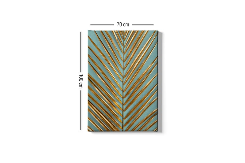 Canvastavla - Abstrakt komposition med gyllene bladformer - Guld / Turkos - Inredning - Tavlor & konst - Canvastavlor