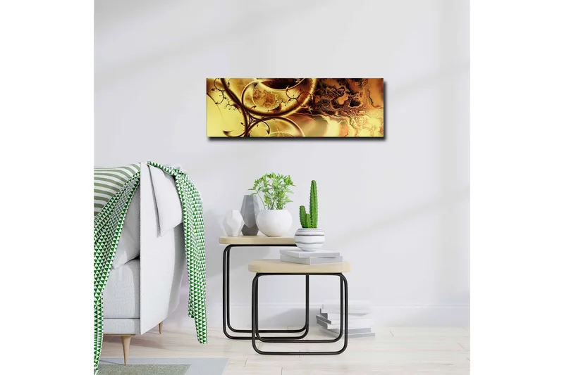 Canvastavla - Abstrakt komposition med gyllene och bruna mönster - Guld / Mörkbrun - Inredning - Tavlor & konst - Canvastavlor