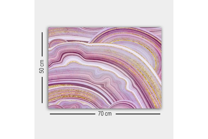 Canvastavla - Abstrakt komposition med mjuka, vågiga linjer i lila toner - Lila / Vit / Guld - Inredning - Tavlor & konst - Canvastavlor
