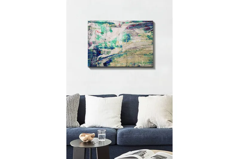 Canvastavla - Abstrakt komposition med mjuka färgövergångar - Turkos / Beige / Mörkblå - Inredning - Tavlor & konst - Canvastavlor