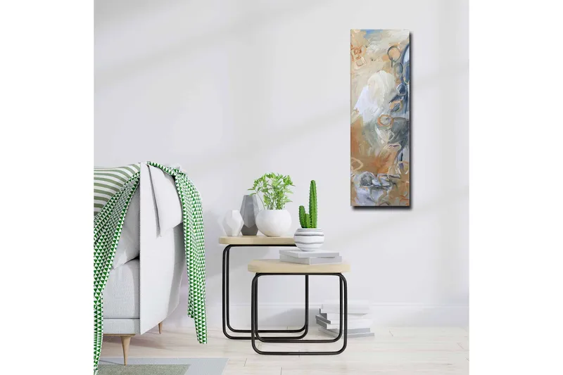 Canvastavla - Abstrakt komposition med mjuka former och nyanser - Ljusgrå / Beige / Blå - Inredning - Tavlor & konst - Canvastavlor