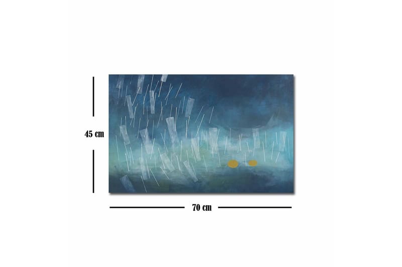 Canvastavla - Abstrakt komposition med regndroppar och gyllene cirklar - Mörkblå / Ljusblå / Gul - Inredning - Tavlor & konst - Canvastavlor