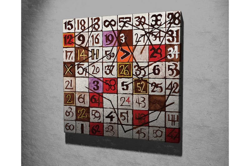 Canvastavla - Abstrakt komposition med siffror och linjer - Röd / Brun / Vit - Inredning - Tavlor & konst - Canvastavlor