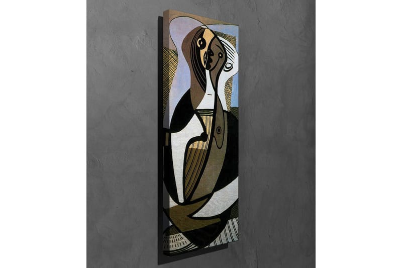 Canvastavla - Abstrakt komposition med stiliserade figurer - Svart / Beige / Ljusblå - Inredning - Tavlor & konst - Canvastavlor