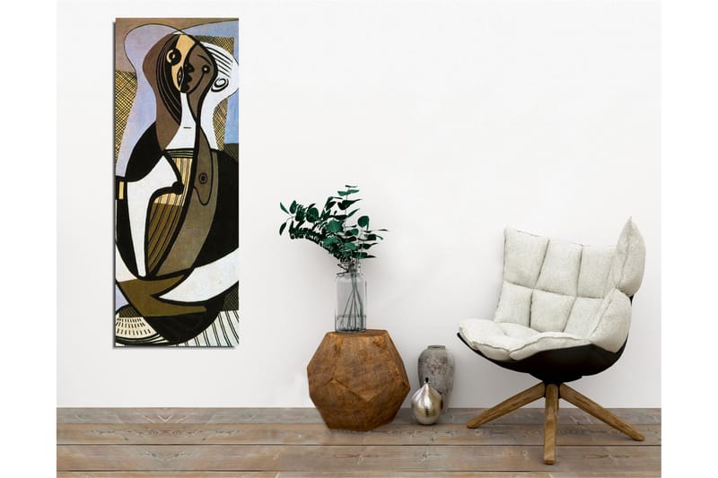 Canvastavla - Abstrakt komposition med stiliserade figurer - Svart / Beige / Ljusblå - Inredning - Tavlor & konst - Canvastavlor