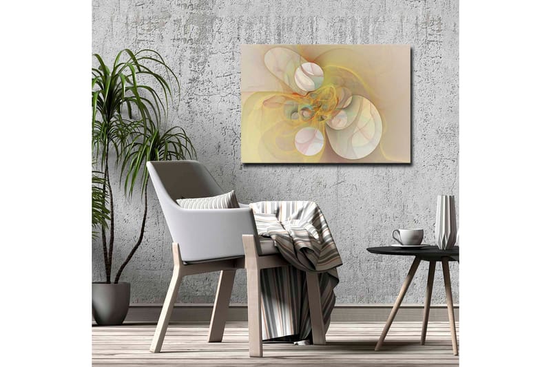 Canvastavla - Abstrakt komposition med svävande former i mjuka nyanser - Ljusgul / Beige / Ljusrosa - Inredning - Tavlor & konst - Canvastavlor
