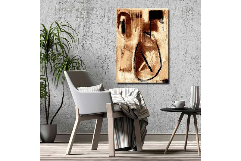 Canvastavla - Abstrakt komposition med svarta linjer och bruna nyanser - Brun / Svart - Inredning - Tavlor & konst - Canvastavlor