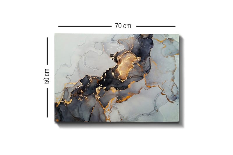 Canvastavla - Abstrakt komposition med svarta och gyllene inslag - Svart / Guld / Grå - Inredning - Tavlor & konst - Canvastavlor