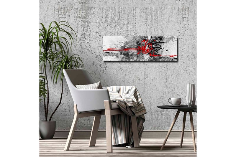 Canvastavla - Abstrakt komposition med svarta och röda linjer - Röd / Svart / Grå - Inredning - Tavlor & konst - Canvastavlor