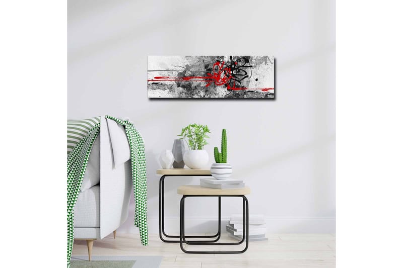 Canvastavla - Abstrakt komposition med svarta och röda linjer - Röd / Svart / Grå - Inredning - Tavlor & konst - Canvastavlor
