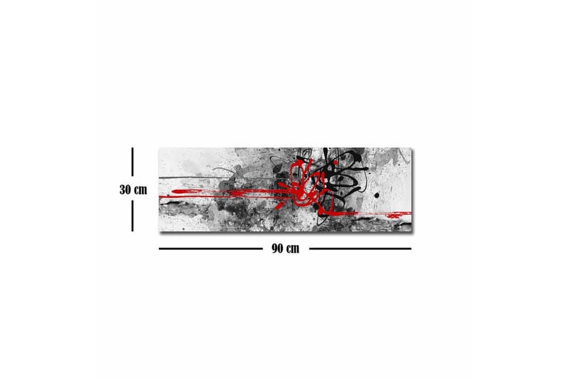 Canvastavla - Abstrakt komposition med svarta och röda linjer - Röd / Svart / Grå - Inredning - Tavlor & konst - Canvastavlor