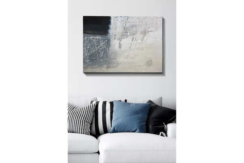 Canvastavla - Abstrakt komposition med svarta och vita inslag - Svart / Vitt / Grått - Inredning - Tavlor & konst - Canvastavlor