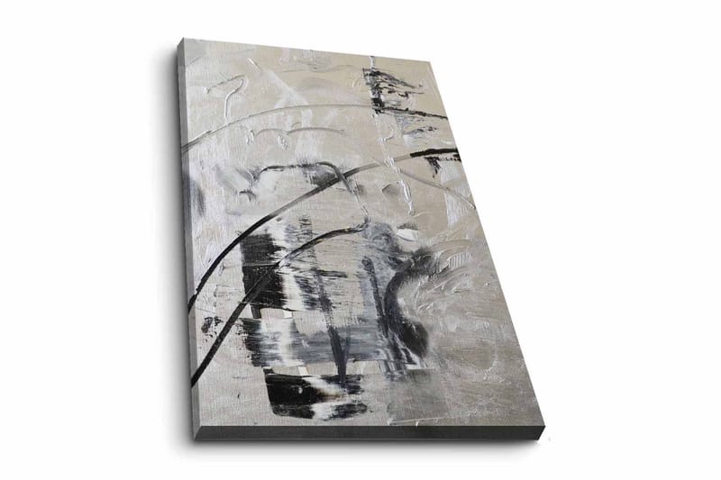 Canvastavla - Abstrakt komposition med svarta och vita linjer, Svart / Vit / Grå