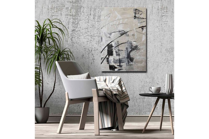 Canvastavla - Abstrakt komposition med svarta och vita linjer - Svart / Vit / Grå - Inredning - Tavlor & konst - Canvastavlor