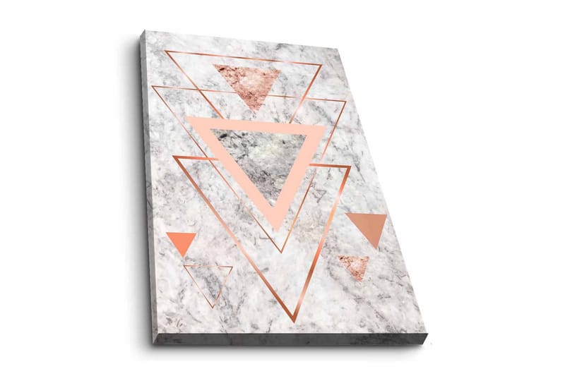 Canvastavla - Abstrakt komposition med trianglar i olika nyanser - Marmorvit / Koppar / Grå - Inredning - Tavlor & konst - Canvastavlor