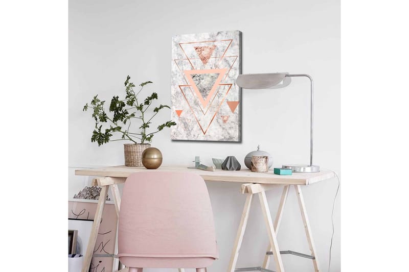Canvastavla - Abstrakt komposition med trianglar i olika nyanser - Marmorvit / Koppar / Grå - Inredning - Tavlor & konst - Canvastavlor