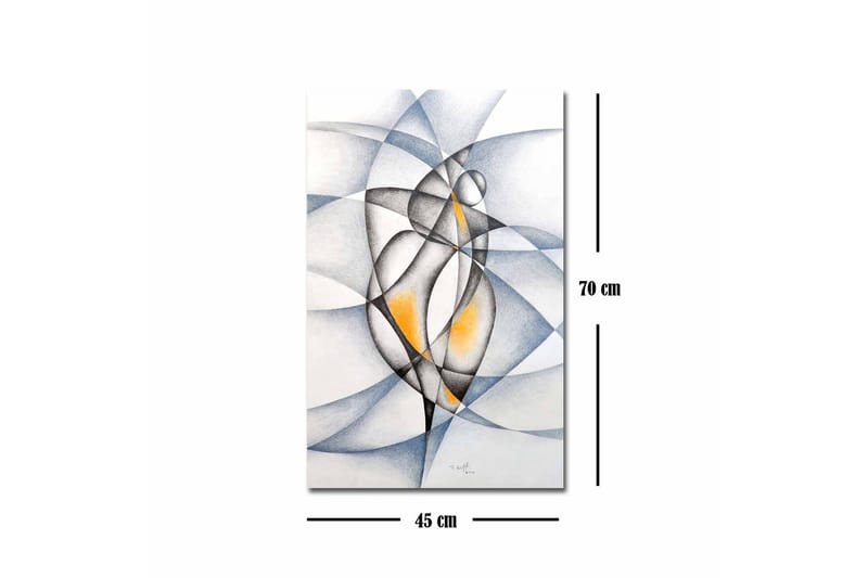 Canvastavla - Abstrakt komposition med två stiliserade figurer i samspel - Svart / Grå / Orange - Inredning - Tavlor & konst - Canvastavlor