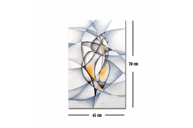 Canvastavla - Abstrakt komposition med två stiliserade figurer i samspel - Svart / Grå / Orange - Inredning - Tavlor & konst - Canvastavlor