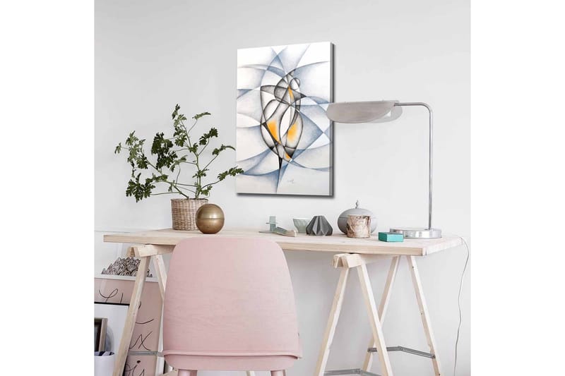 Canvastavla - Abstrakt komposition med två stiliserade figurer i samspel - Svart / Grå / Orange - Inredning - Tavlor & konst - Canvastavlor