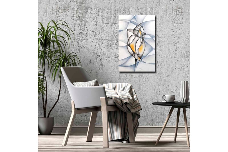 Canvastavla - Abstrakt komposition med två stiliserade figurer i samspel - Svart / Grå / Orange - Inredning - Tavlor & konst - Canvastavlor