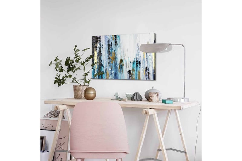 Canvastavla - Abstrakt komposition med vertikala linjer och färgade inslag - Blå / Svart / Guld - Inredning - Tavlor & konst - Canvastavlor